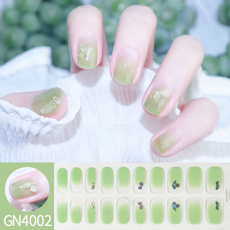 Finger Baking-Free Gel Nail Stickers with Simple Grid Design