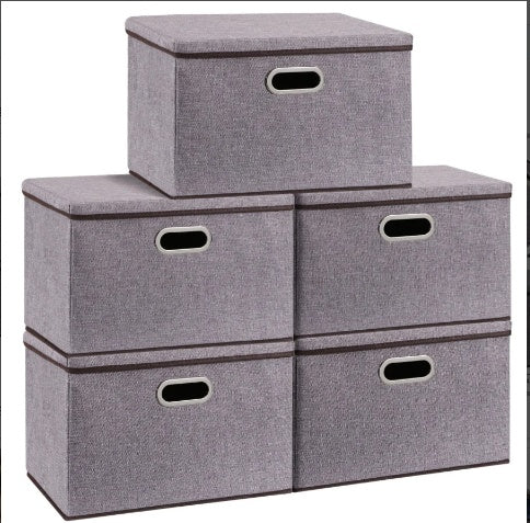 Large Cotton Linen Storage Box Set, Foldable Clothing Organizer