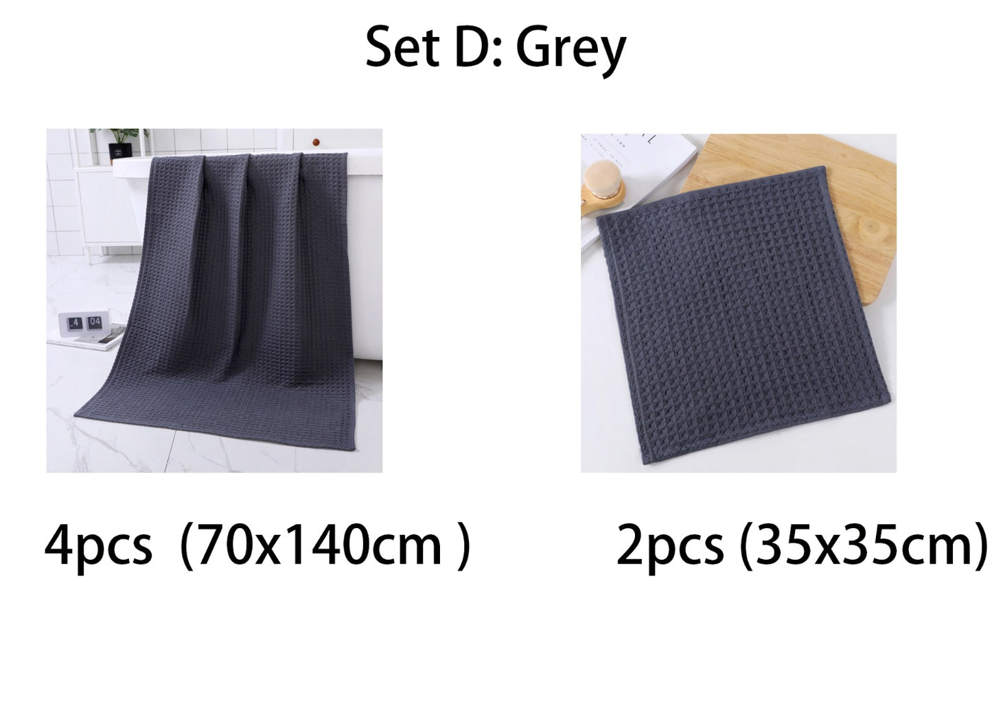 Luxurious Water-absorbing Quick-drying Pure Cotton Waffle Bath Towel