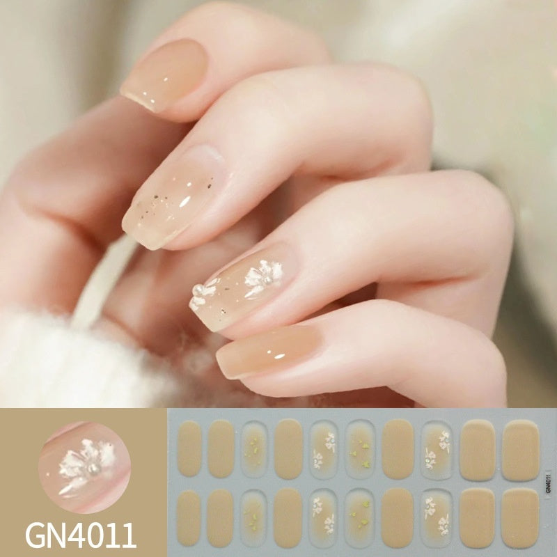 Finger Baking-Free Gel Nail Stickers with Simple Grid Design