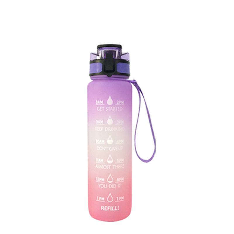 Transparent Flask Water Bottle 1000ml Kawaii BPA-Free Sports Infuser