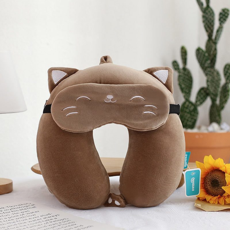 Cozy Cartoon Memory Foam U-shaped Pillow for Relaxation