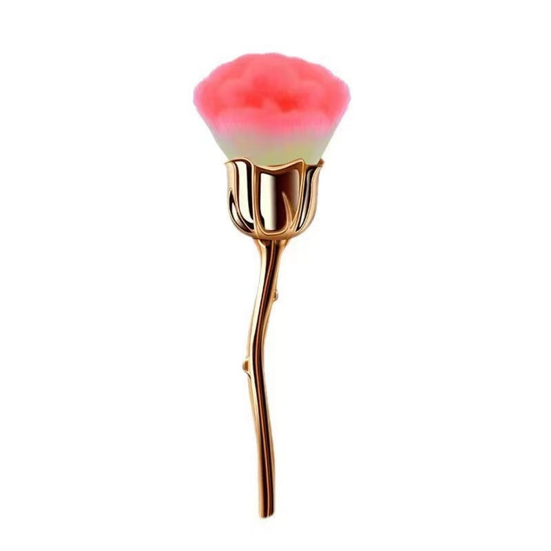 Luxurious Rose Face Powder Makeup Brush with Elegant Pink Handle
