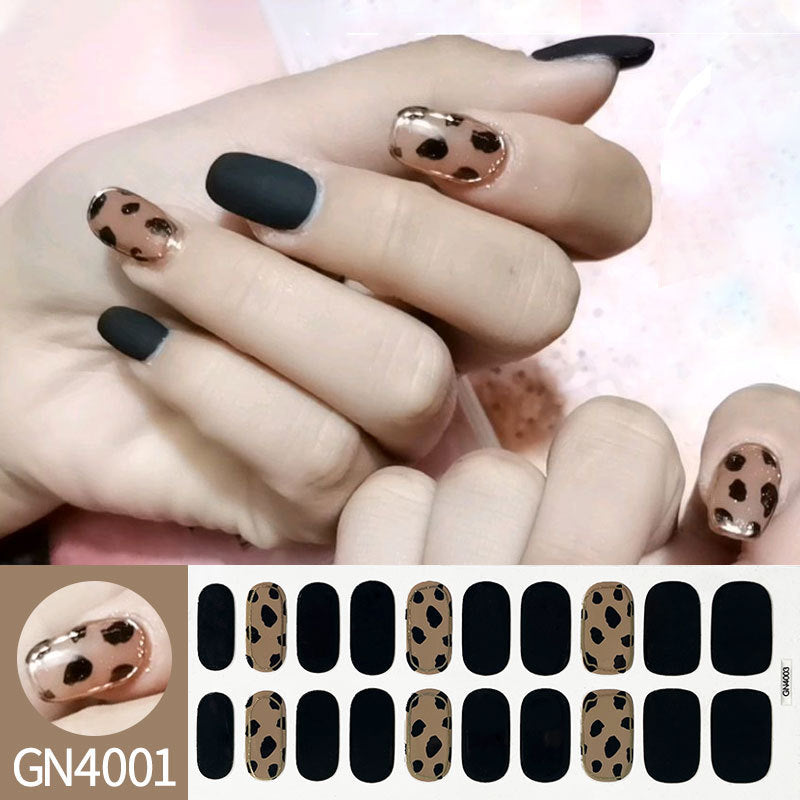 Finger Baking-Free Gel Nail Stickers with Simple Grid Design