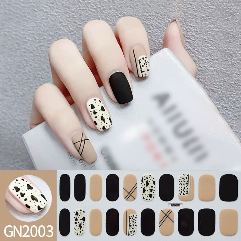 Finger Baking-Free Gel Nail Stickers with Simple Grid Design