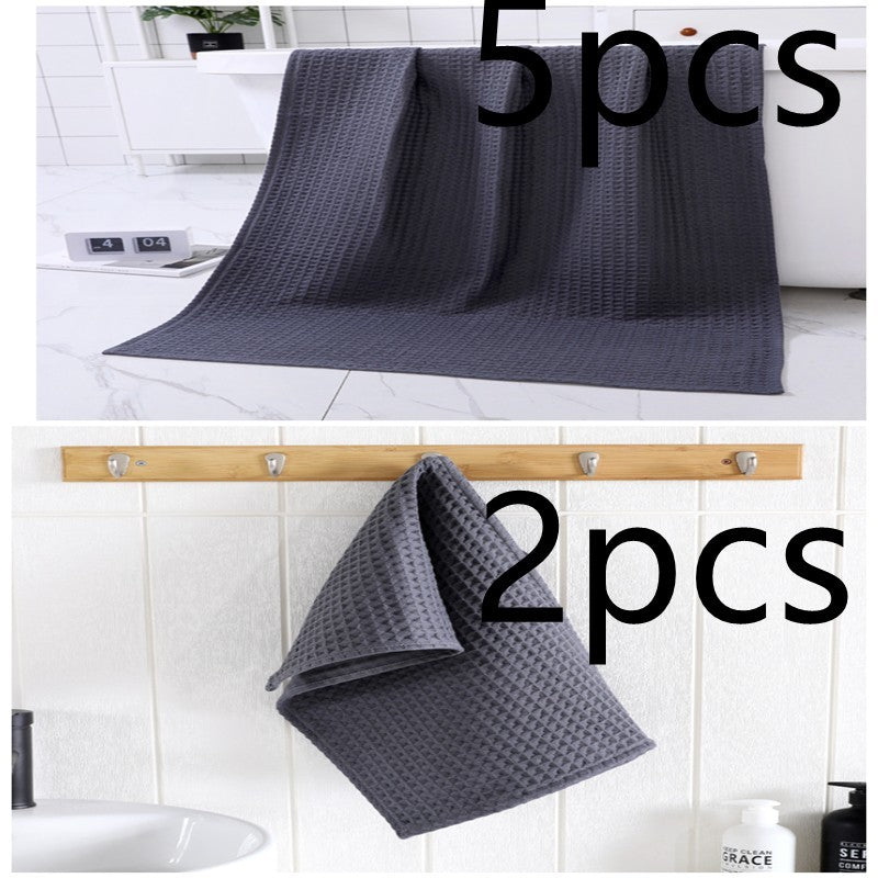 Luxurious Water-absorbing Quick-drying Pure Cotton Waffle Bath Towel