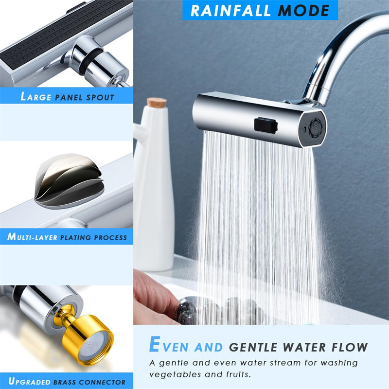 Splash-Proof Universal Rotating Kitchen Faucet Waterfall Nozzle Extension