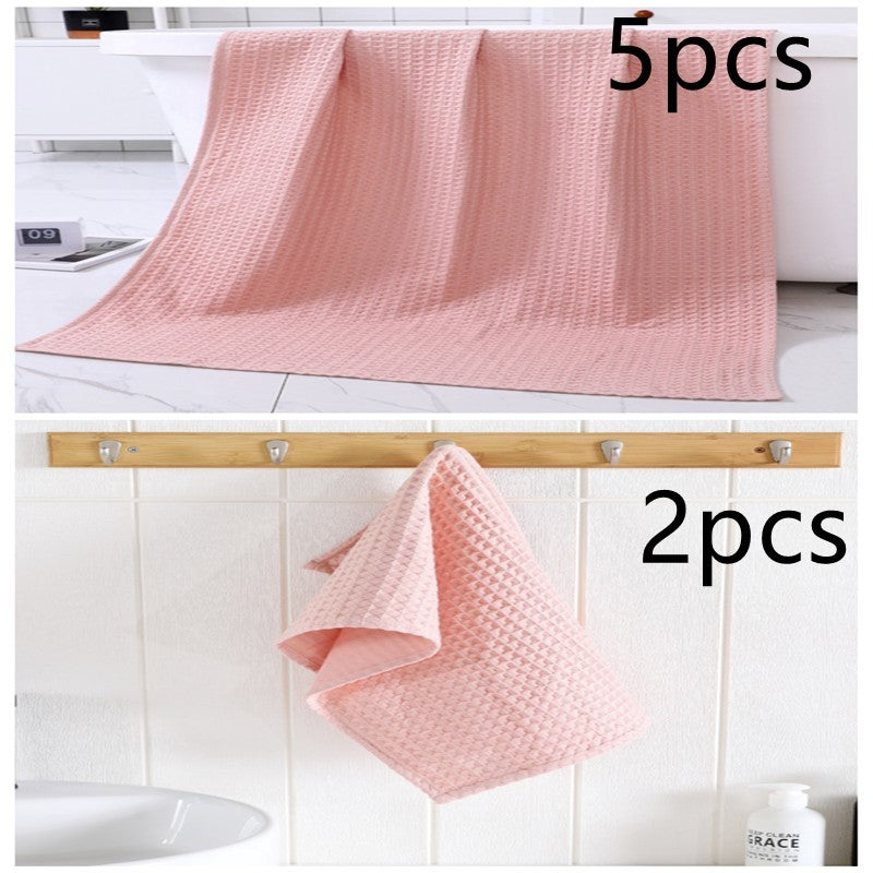 Luxurious Water-absorbing Quick-drying Pure Cotton Waffle Bath Towel