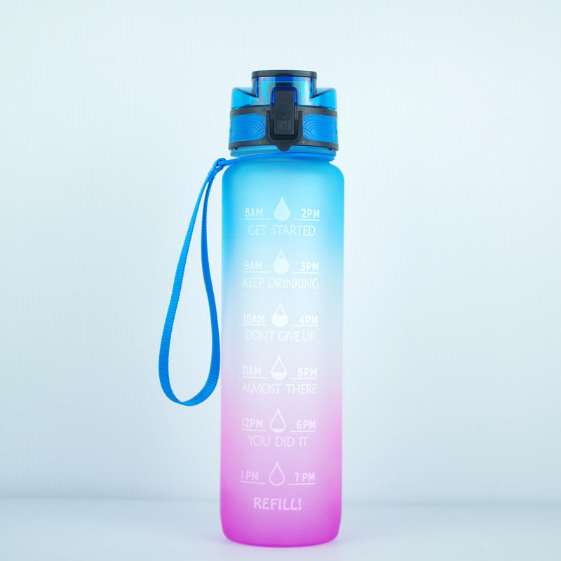 Transparent Flask Water Bottle 1000ml Kawaii BPA-Free Sports Infuser
