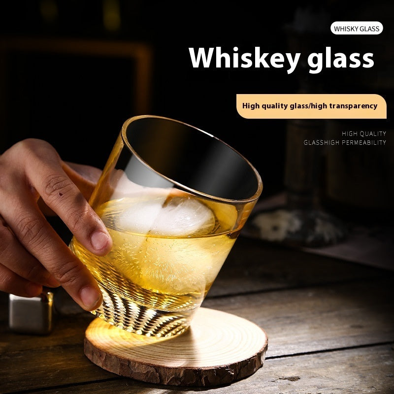 Crystal Grid Whiskey Glass: Ice Hockey Classical Rock Bar Cup