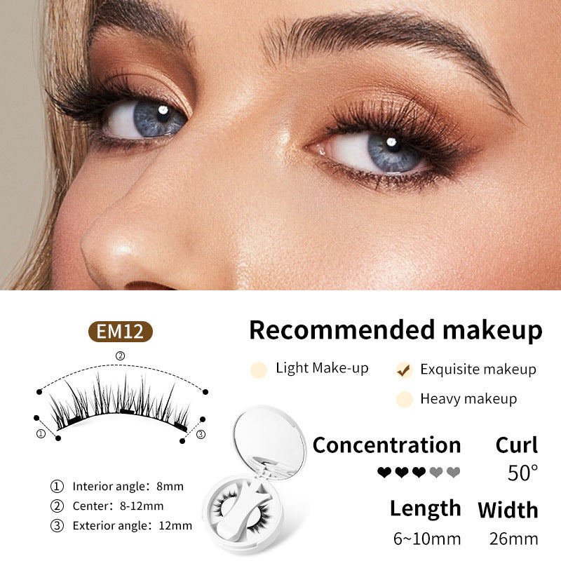 Magnetic False Eyelashes Kit: Glue-Free, Natural Look & Applicator