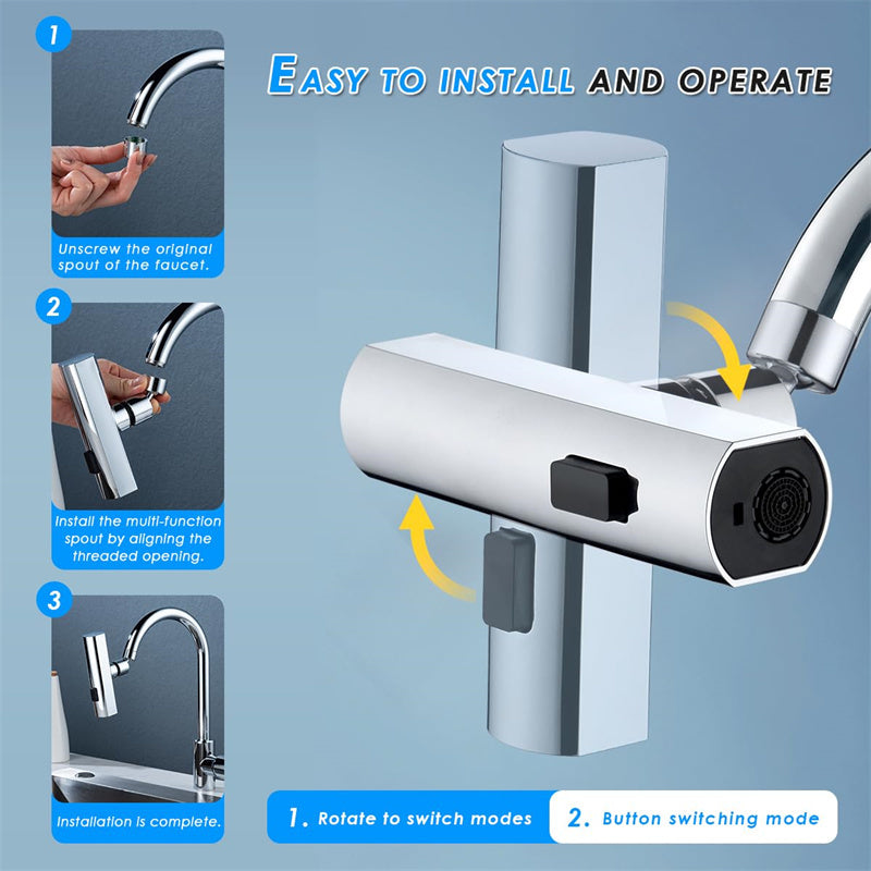 Splash-Proof Universal Rotating Kitchen Faucet Waterfall Nozzle Extension