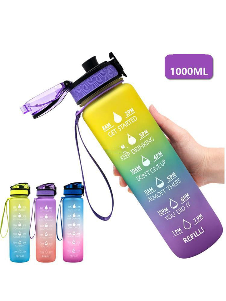 Transparent Flask Water Bottle 1000ml Kawaii BPA-Free Sports Infuser