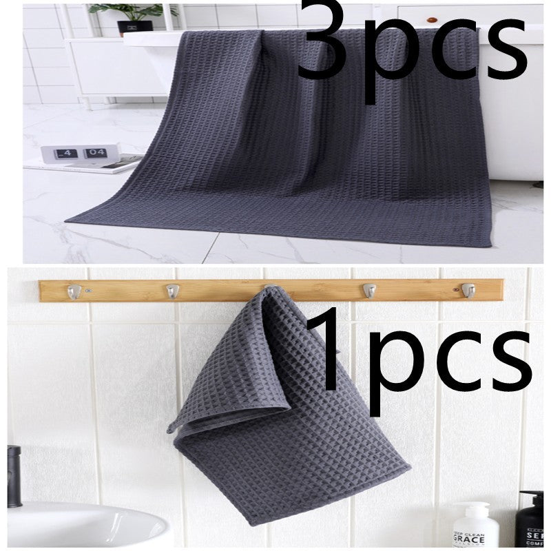 Luxurious Water-absorbing Quick-drying Pure Cotton Waffle Bath Towel