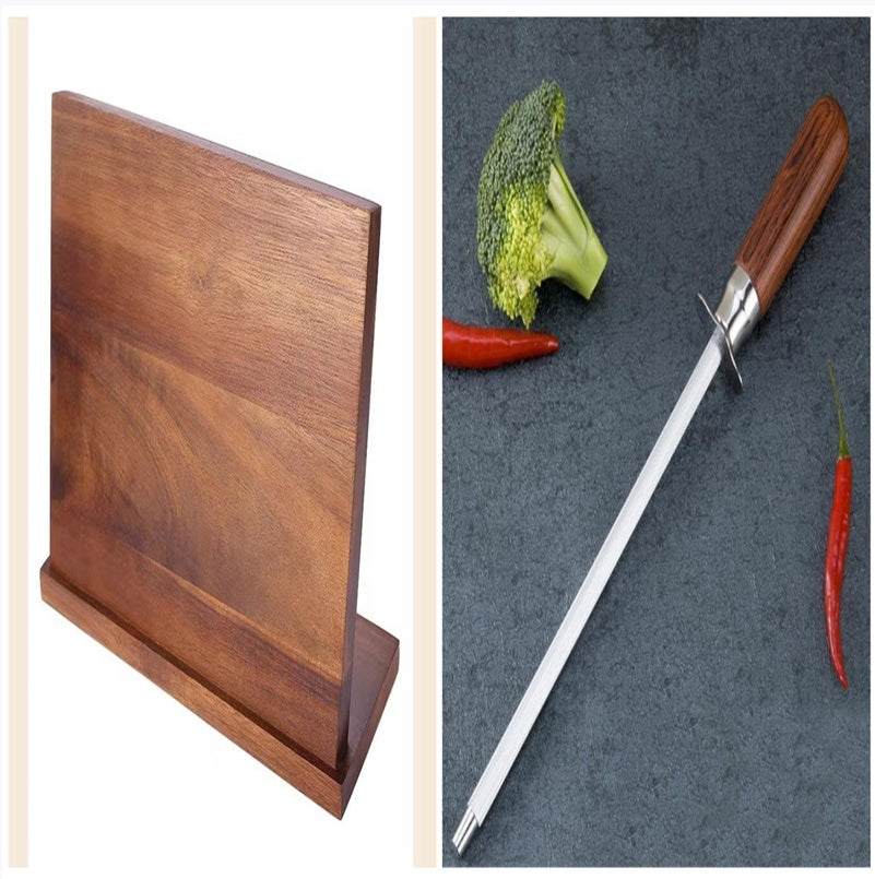 Elegant Solid Wood Magnetic Knife Holder for Creative Kitchens