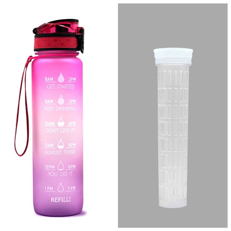 1L Tritan Time Marker Water Bottle - Leakproof Sports Fitness