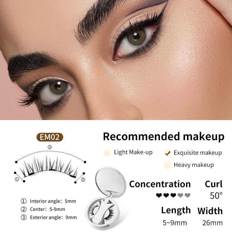 Magnetic False Eyelashes Kit: Glue-Free, Natural Look & Applicator