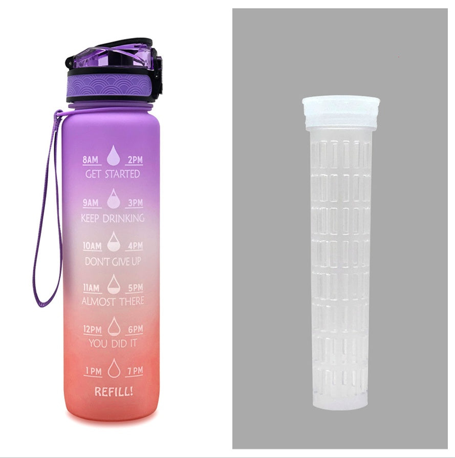 1L Tritan Time Marker Water Bottle - Leakproof Sports Fitness