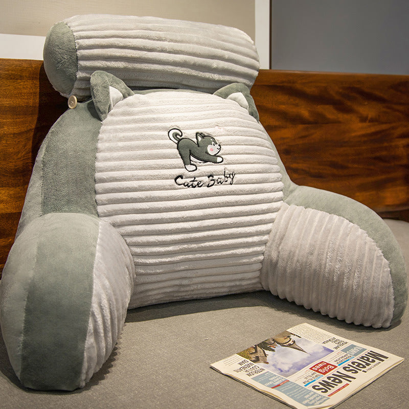Striped Flannel Bedside Soft Upholstery Cushion: Cozy Animal Comfort