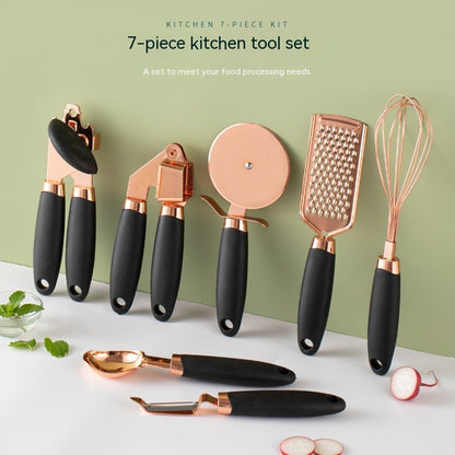 Copper Plated Kitchen Peeler & Cutlery Rack Set