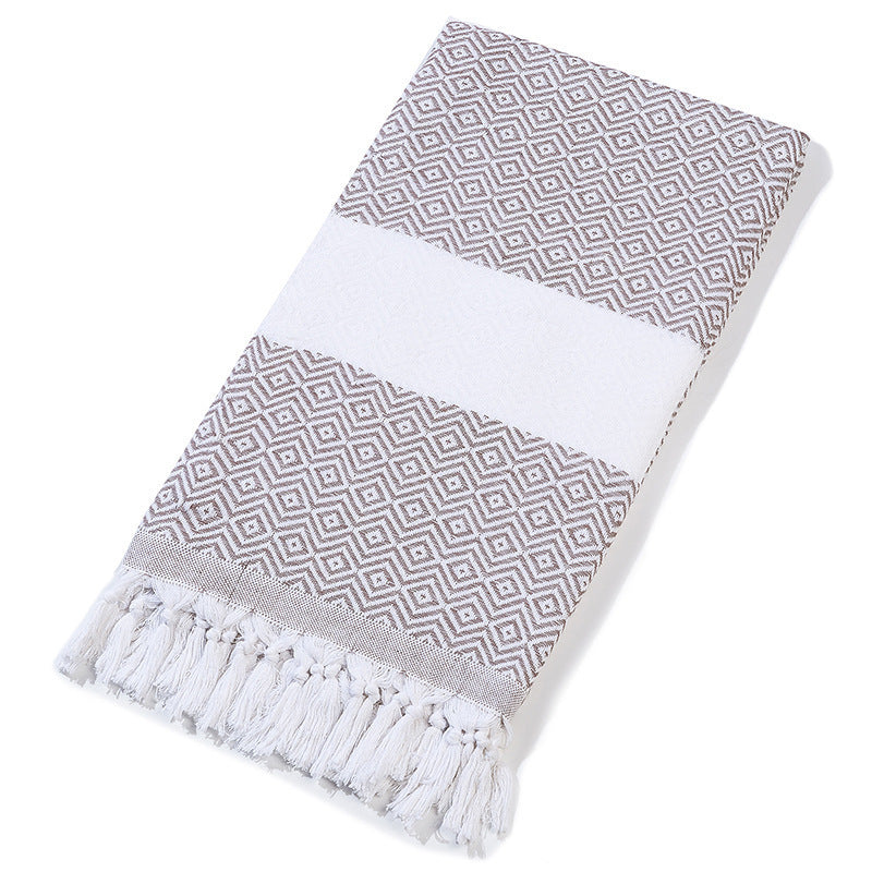 Tassel Turkish Beach Blanket - Geometric Cotton Towel