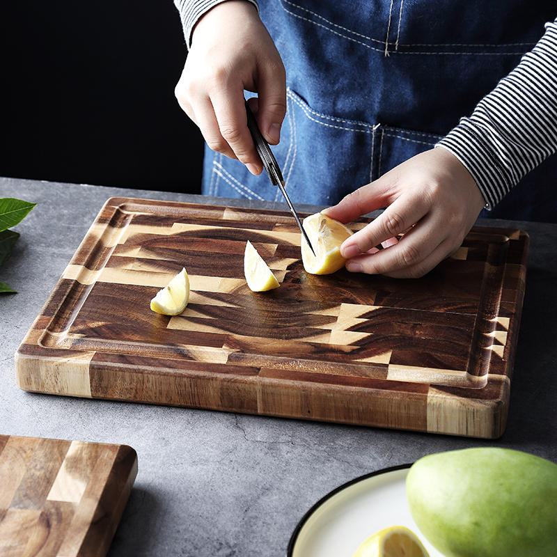 Solid Wood Parquet Cutting Board for Kitchen Prep