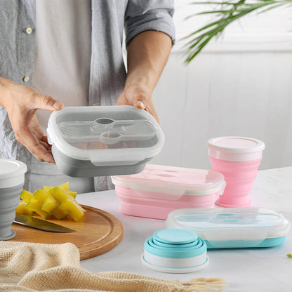 Space-Saving Portable Foldable Silicone Lunch Box for Modern Living