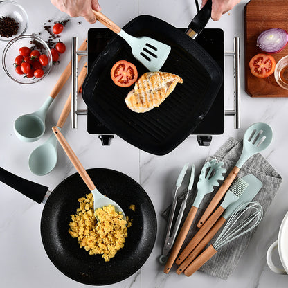 EcoFlex 11-Pc Silicone & Wood Spatula Set