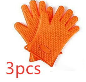 Silicone BBQ & Oven Mitts - Heat Resistant Gloves