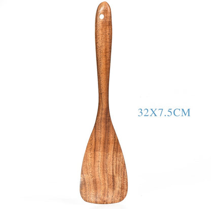 Teak Wood Kitchen Tool Set: Spoons & Spatulas