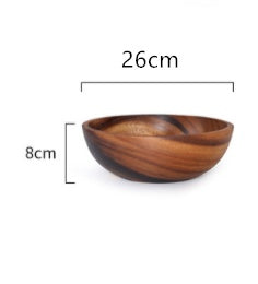 Natural Wooden Bowl: Elegant Kitchen & Restaurant Food Container