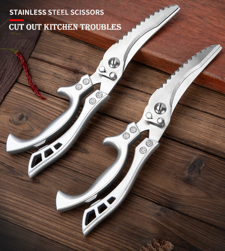 Versatile Stainless Steel Kitchen Scissors & Cleaver