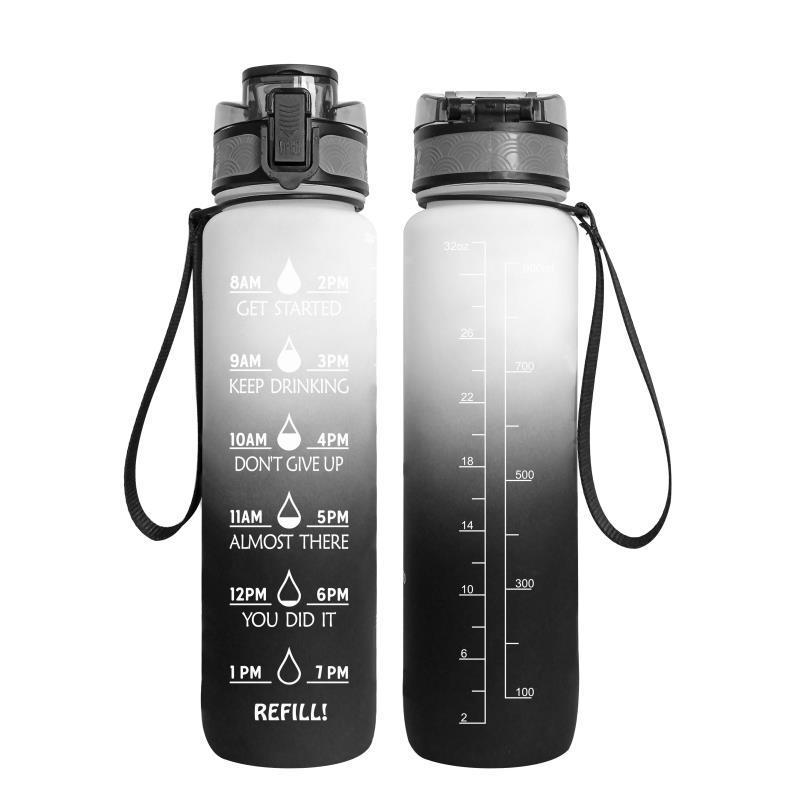 Transparent Flask Water Bottle 1000ml Kawaii BPA-Free Sports Infuser