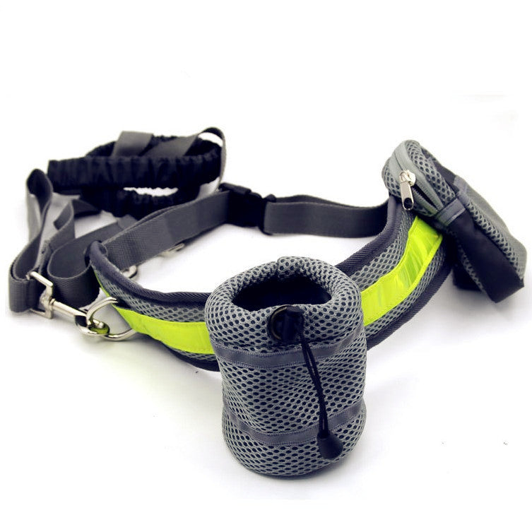 Adjustable Hands Free Dog Leash with Waist Bag and Pouch