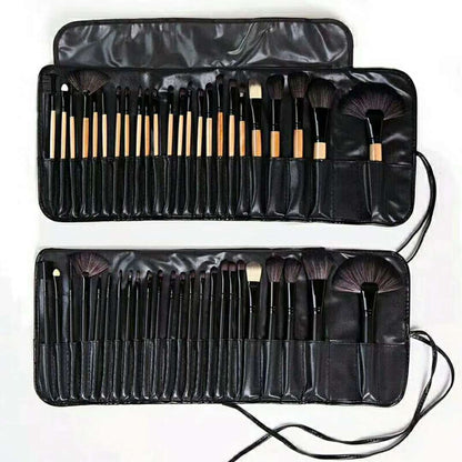 24 PCs Makeup Brush With Horse Hair Black Wood Color Makeup Full Set