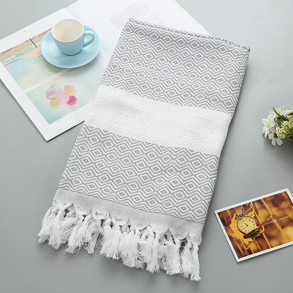 Tassel Turkish Beach Blanket - Geometric Cotton Towel