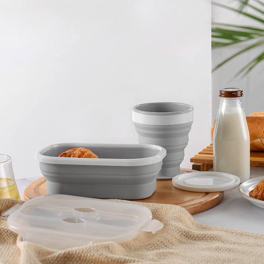 Space-Saving Portable Foldable Silicone Lunch Box for Modern Living