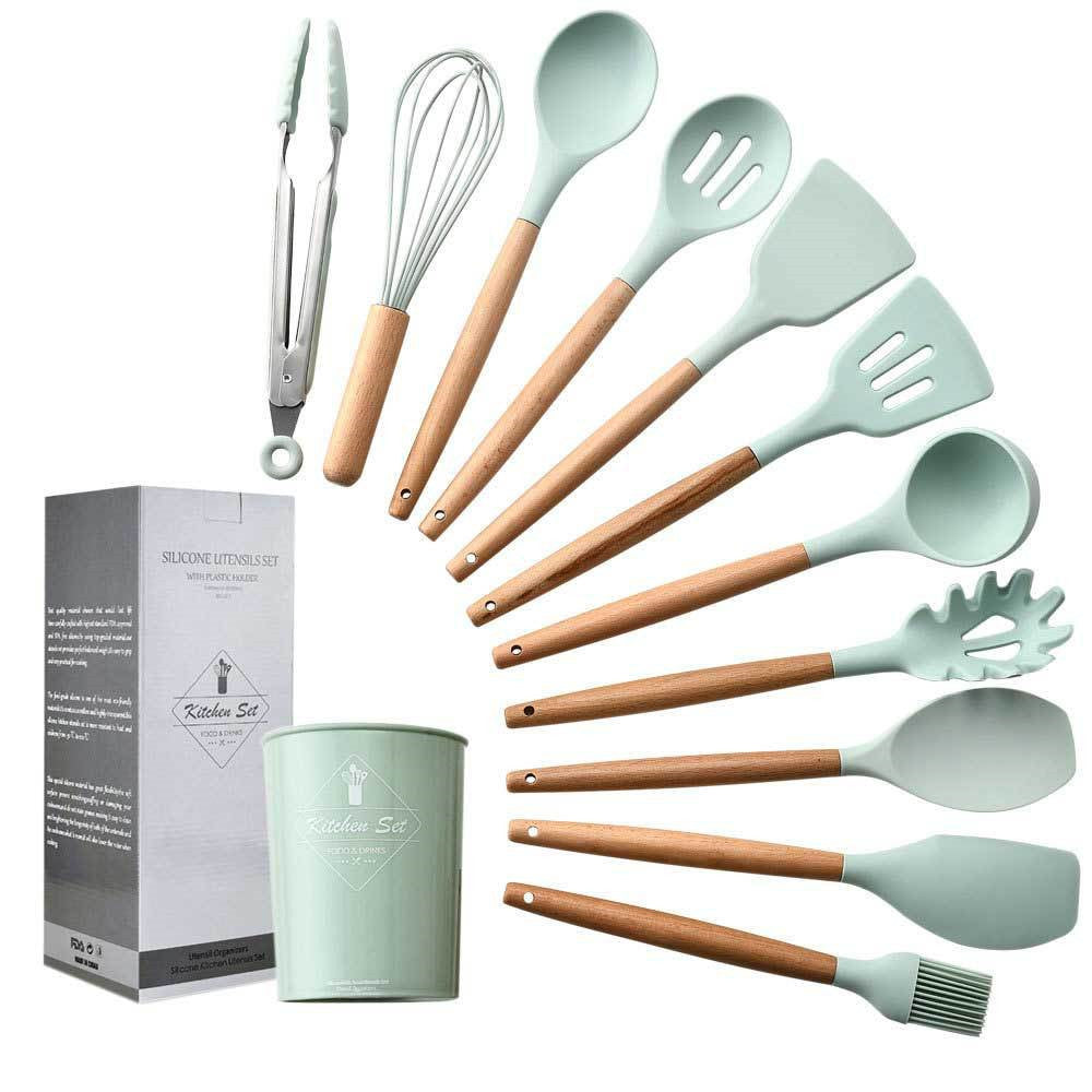 EcoFlex 11-Pc Silicone & Wood Spatula Set