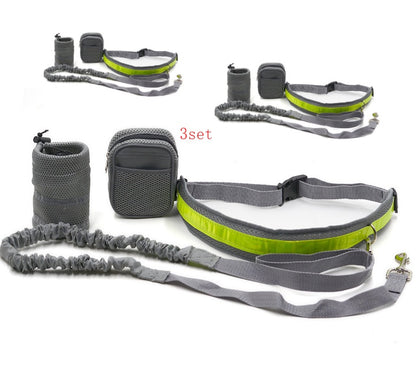 Adjustable Hands Free Dog Leash with Waist Bag and Pouch