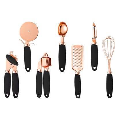 Copper Plated Kitchen Peeler & Cutlery Rack Set