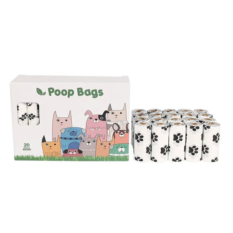 White Footprint Dog Poop Collection Bag D2W Photo Oxygen Degradation Pet Garbage Bag Pet Supplies  Killer Products