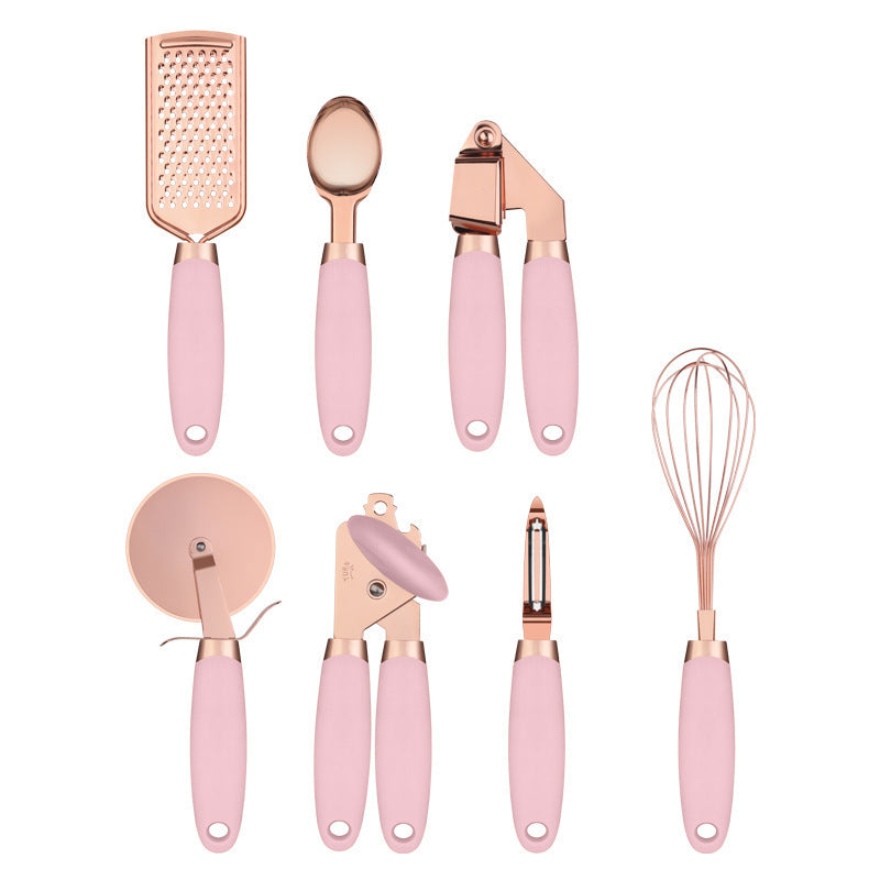 Copper Plated Kitchen Peeler & Cutlery Rack Set