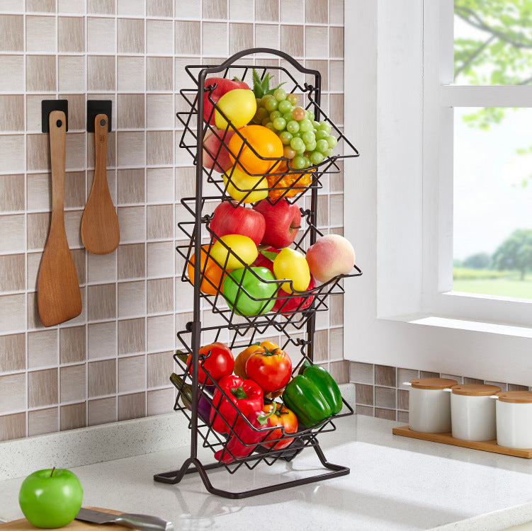 Tiered Iron Storage Rack for Fruits & Vegetables