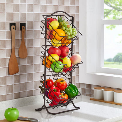 Tiered Iron Storage Rack for Fruits & Vegetables