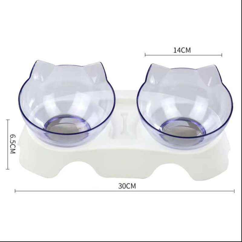 Cat Double Bowl: Protects Cervical Vertebra, Elevates Feeding Comfort - Killer Products