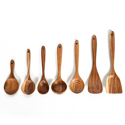 Teak Wood Kitchen Tool Set: Spoons & Spatulas