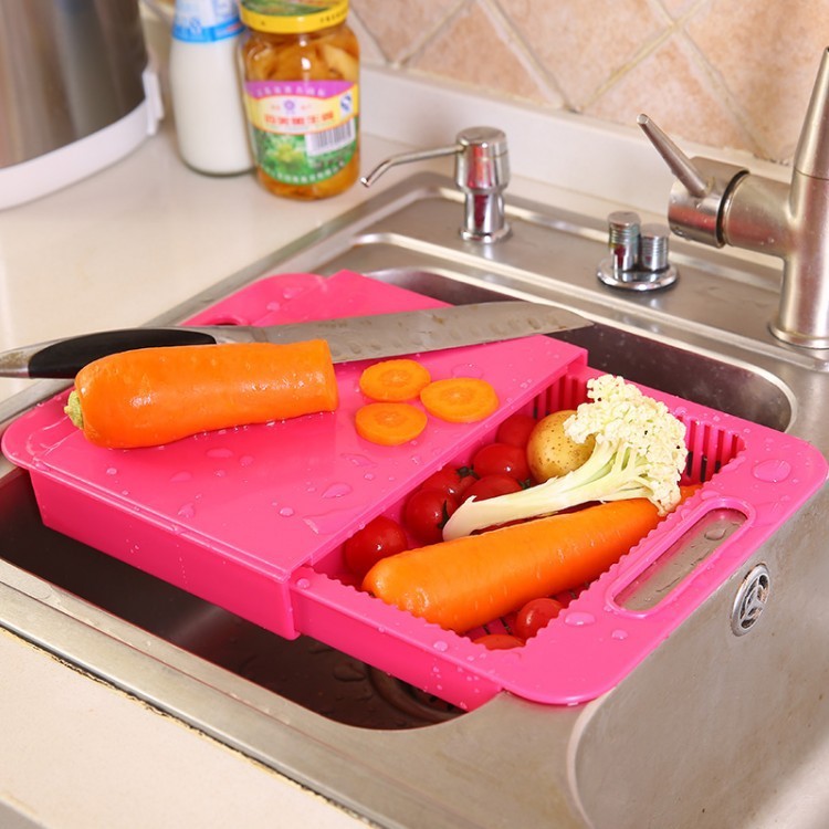 Multifunction Kitchen Chopping Blocks with Drain Basket Board