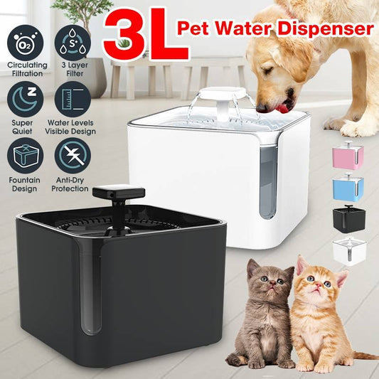 3L USB Automatic Pet Feeder Fountain with 360° Filtration