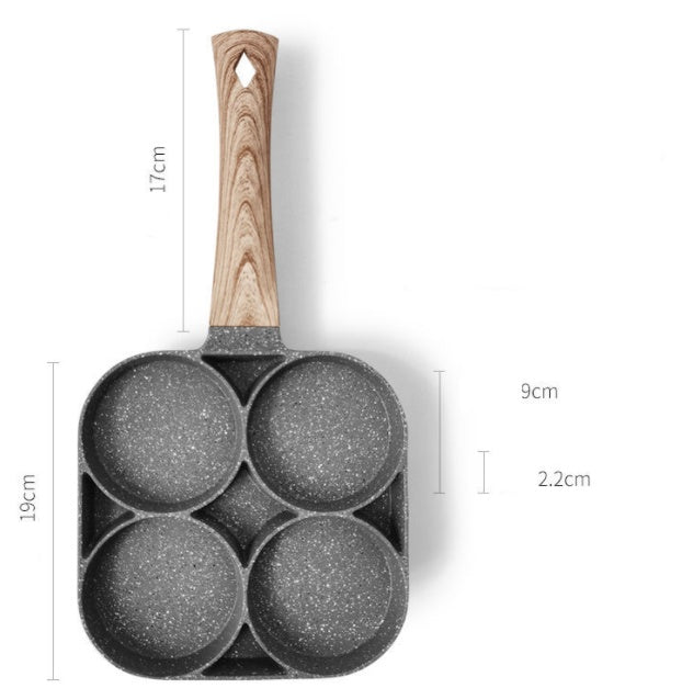 Versatile Non-Stick 4-Hole Pan for Breakfast & Burgers