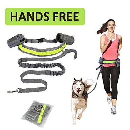 Adjustable Hands Free Dog Leash with Waist Bag and Pouch